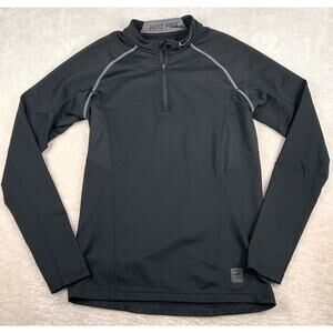 Nike Pro Hyperwarm 1/4 Zip Mens Sz M Black Fitted Long Sleeve Pullover 659808